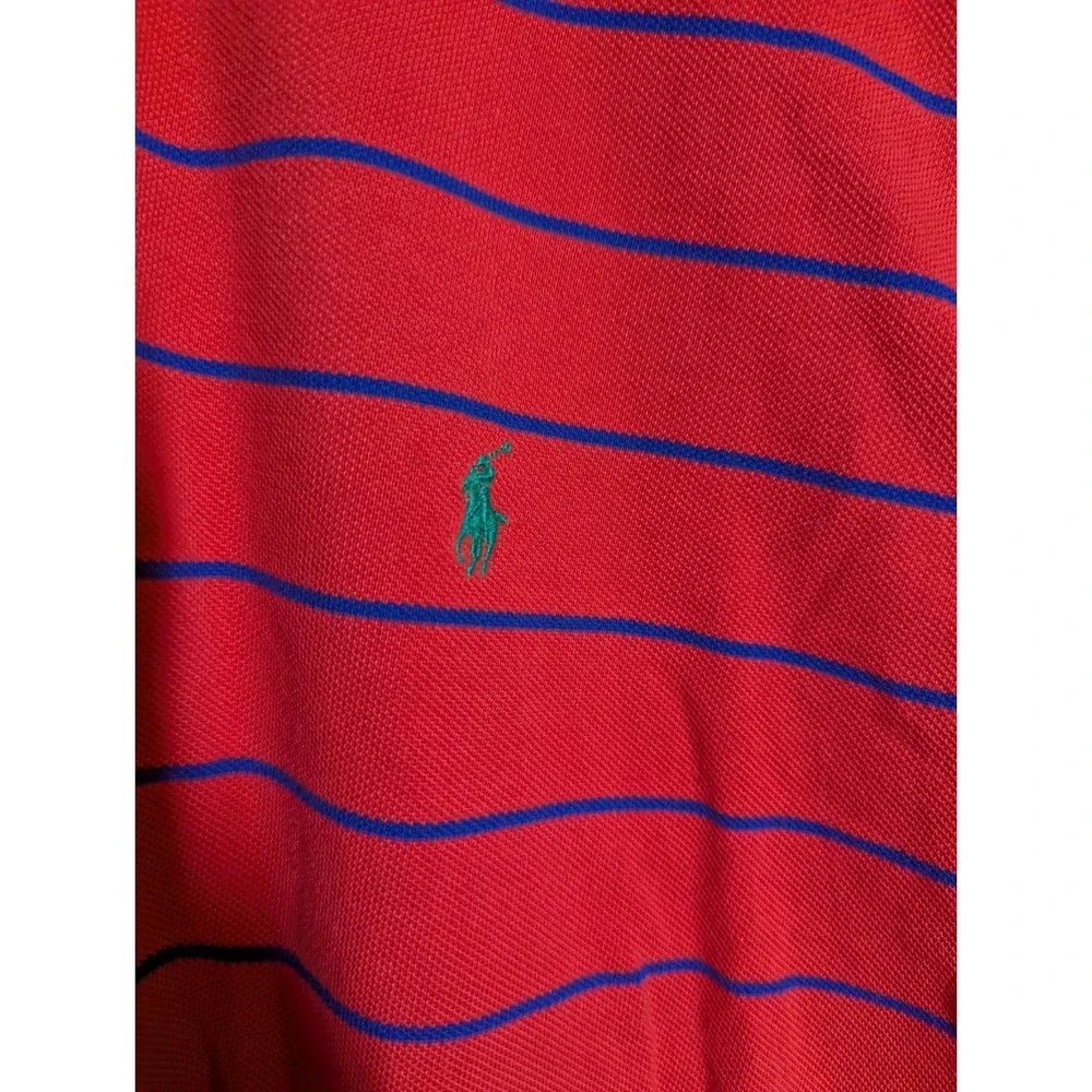 Polo Ralph Lauren Red Striped Polo Shirt Men's L Green Pony Ivy 90's -‎ Y2K VTG